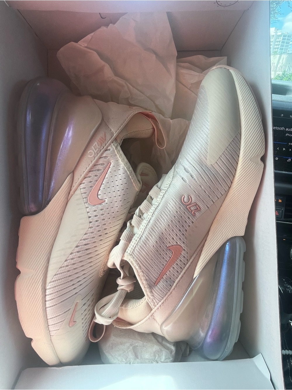 Nike Women's Air Max 270 React Sneakers in Light Pink and White